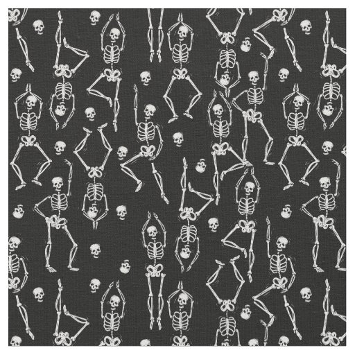 halloween skeleton bones macabre sinister skulls fabric