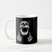 Halloween Skeleton Bones Middle Finger Skull Men W Coffee Mug (Left)