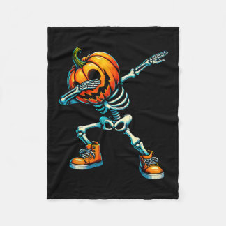 Halloween Skeleton Boys Trick Treat Funny Pumpkin Fleece Blanket