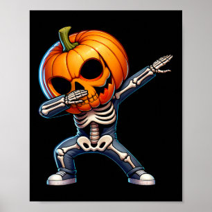 Halloween Skeleton Boys Trick Treat Funny Pumpkin  Poster