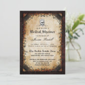 Halloween Skeleton Brown Gothic Bridal Shower Invitation (Standing Front)