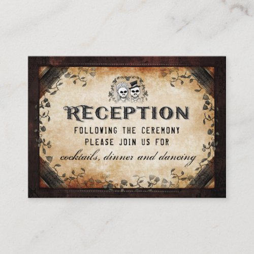 Halloween Skeleton Brown Gothic Matching Reception Enclosure Card