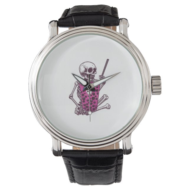 Halloween Skeleton Bubble Tea Watch (Front)