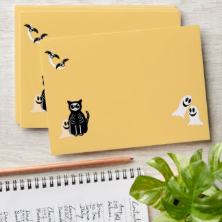 Halloween Skeleton Cat and Friends Envelope