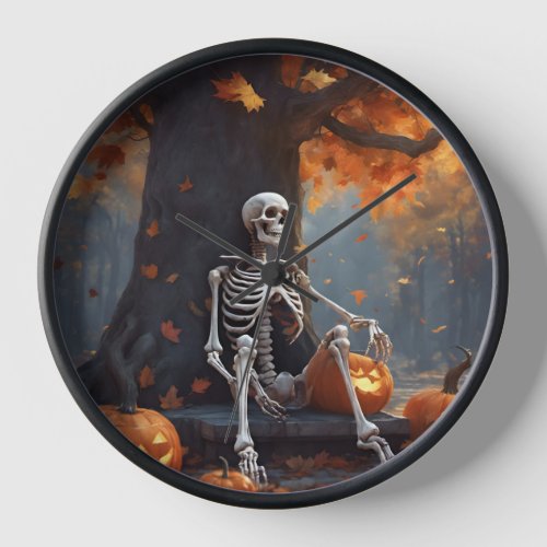 Halloween Skeleton  Clock
