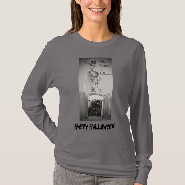 Halloween Skeleton Coffee Break Womens T-Shirt  (Front)