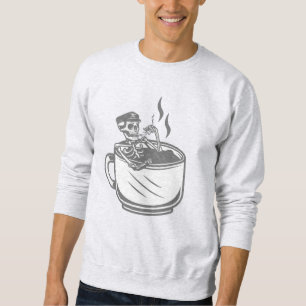 halloween skeleton coffee cup vintage retro sweatshirt