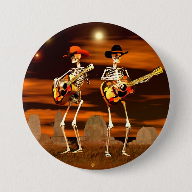Halloween Skeleton Concert Pinback Button (Front)