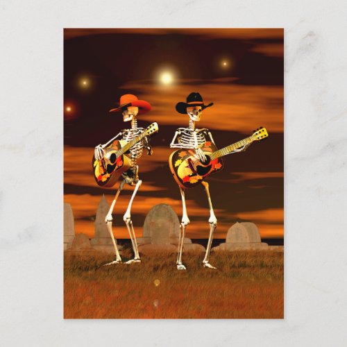 Halloween Skeleton Concert Postcard