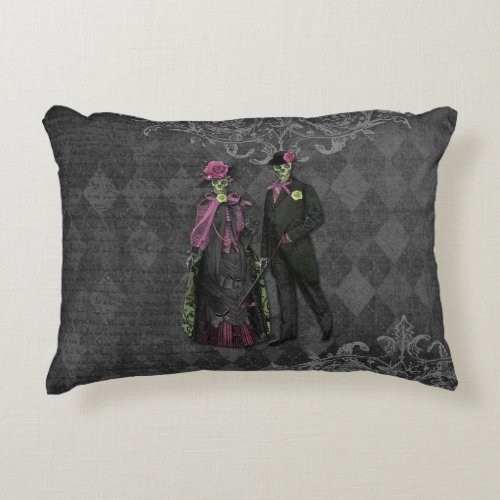 Halloween Skeleton Couple Accent Pillow