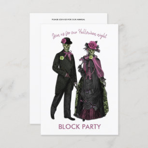 Halloween Skeleton Couple Block Party Invitation