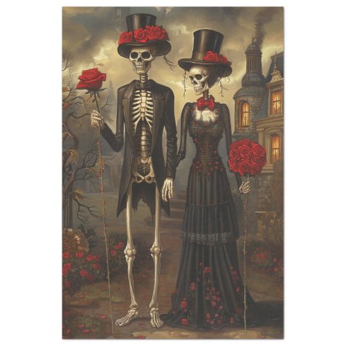 Halloween Skeleton Couple Decoupage Tissue Paper
