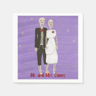 Halloween Skeleton Couple in Wedding Tux & Dress Napkins