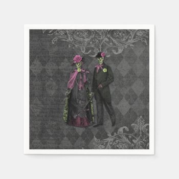 Halloween Skeleton Couple Paper Napkins by GiftsGaloreStore at Zazzle