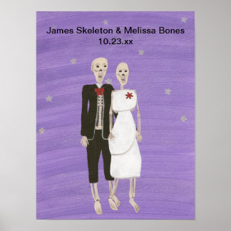 Halloween Skeleton Couple Wedding Poster