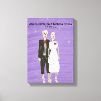 Halloween Skeleton Couple Wedding Wrapped Canvas Print