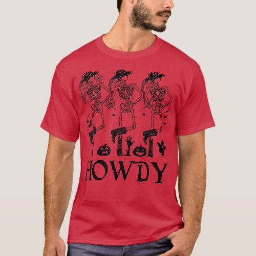 Halloween Skeleton Cowboy Howdy Pumpkin Western Co T_Shirt