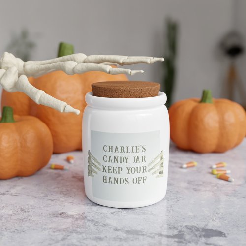 Halloween Skeleton Custom Keep Hands Off  Candy Jar