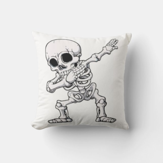 Halloween Skeleton Dabbing  Throw Pillow (Front)