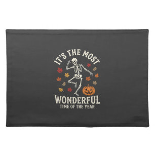Halloween Skeleton Dance Pumpkin Fall Cloth Placemat