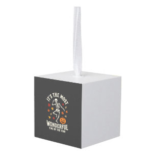 Halloween Skeleton Dance Pumpkin Fall Cube Ornament