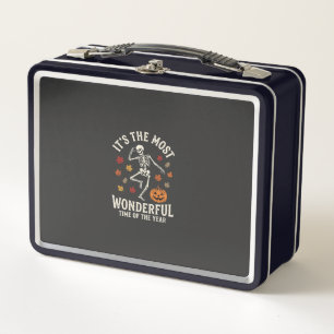 Halloween Skeleton Dance Pumpkin Fall Metal Lunch Box