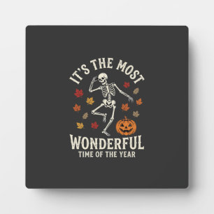 Halloween Skeleton Dance Pumpkin Fall Plaque