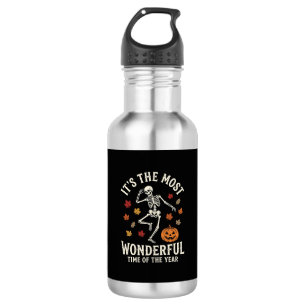 Halloween Skeleton Dance Pumpkin Fall Stainless Steel Water Bottle