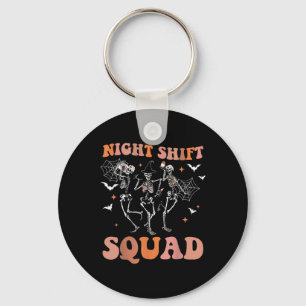 Halloween Skeleton Dancing Nurse Night Squad Shift Keychain