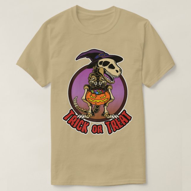 Halloween, Skeleton Dino Dinosaur, Kids Boys Trick T-Shirt (Design Front)