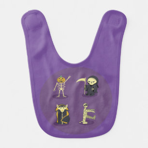 Halloween Skeleton Dracula Mummy Grim Reaper Baby Bib