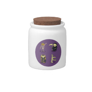 Halloween Skeleton Dracula Mummy Grim Reaper Candy Jar