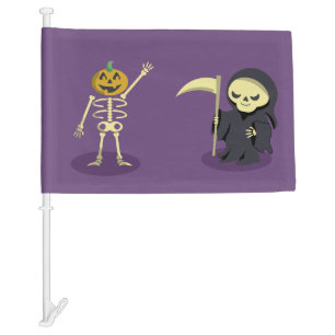 Halloween Skeleton Dracula Mummy Grim Reaper Car Flag