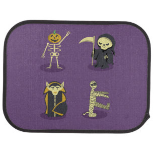 Halloween Skeleton Dracula Mummy Grim Reaper Car Floor Mat
