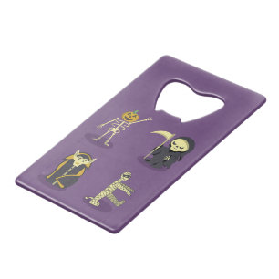 Halloween Skeleton Dracula Mummy Grim Reaper Credit Card Bottle Opener