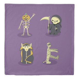 Halloween Skeleton Dracula Mummy Grim Reaper Duvet Cover