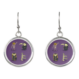 Halloween Skeleton Dracula Mummy Grim Reaper Earrings