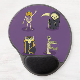 Halloween Skeleton Dracula Mummy Grim Reaper Gel Mouse Pad