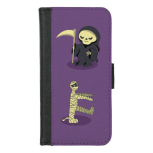Halloween Skeleton Dracula Mummy Grim Reaper iPhone 8/7 Wallet Case