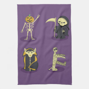 Halloween Skeleton Dracula Mummy Grim Reaper Kitchen Towel