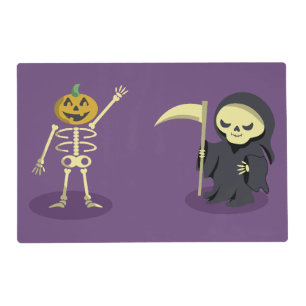 Halloween Skeleton Dracula Mummy Grim Reaper Placemat