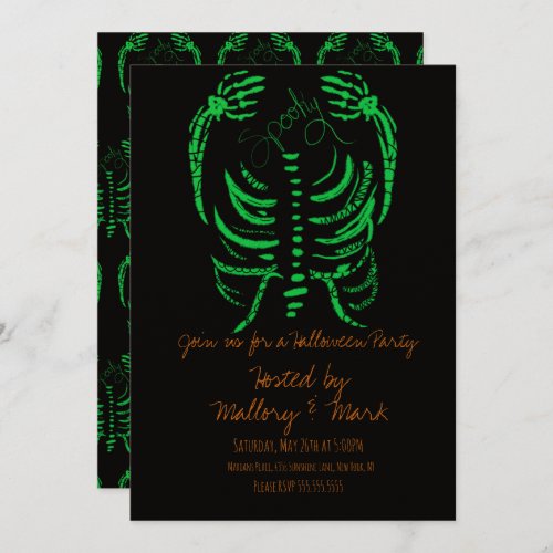 Halloween Skeleton Drawing Costume Party Invitatio Invitation