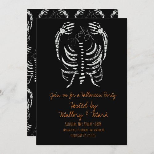 Halloween Skeleton Drawing Costume Party Invitation