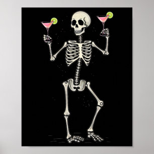 Halloween Skeleton Drinking Cosmopolitan Tail Poster