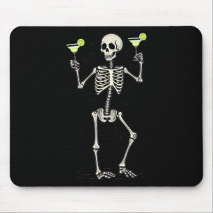 Halloween Skeleton Drinking Margarita Tail Mouse Pad