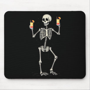 Halloween Skeleton Drinking Tequila Sunrise Tail Mouse Pad