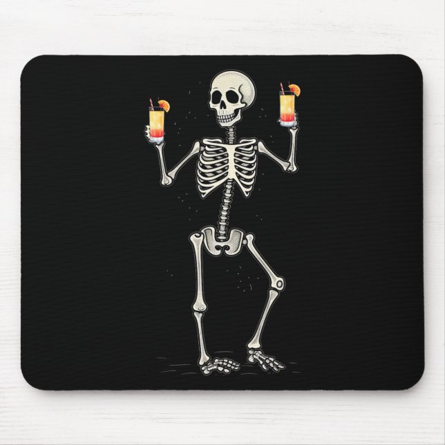 Halloween Skeleton Drinking Tequila Sunrise Tail  Mouse Pad (Front)