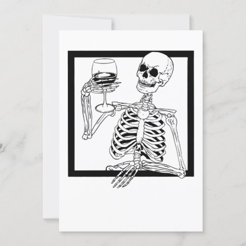 halloween skeleton drinking wine skull funny invitation