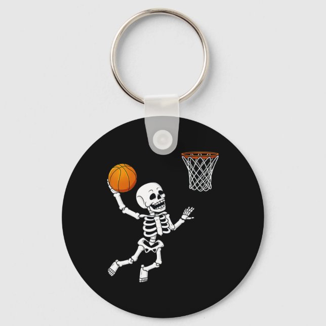 Halloween Skeleton Dunking Basketball Boys Girls K Keychain (Front)