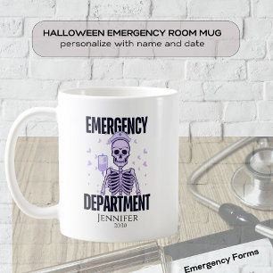 Halloween Skeleton Emergency Department Medical  Coffee Mug